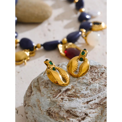 Stylish Unique Blue Acrylic Chain Pearl Heart Insect Drop Necklace Earrings Stainless Steel Charm Handmade Jewelry Gift