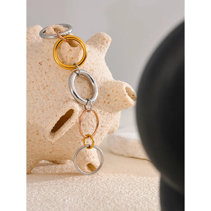 Stainless Steel 3 Colors 5 Links Stacked Rings PVD Real Gold Plated Jewelry for Women