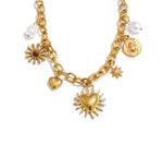 Summer Sun Heart Drop Charms Necklace Trendy Stainless Steel Handmade Collar Golden PVD Jewelry Waterproof for Women