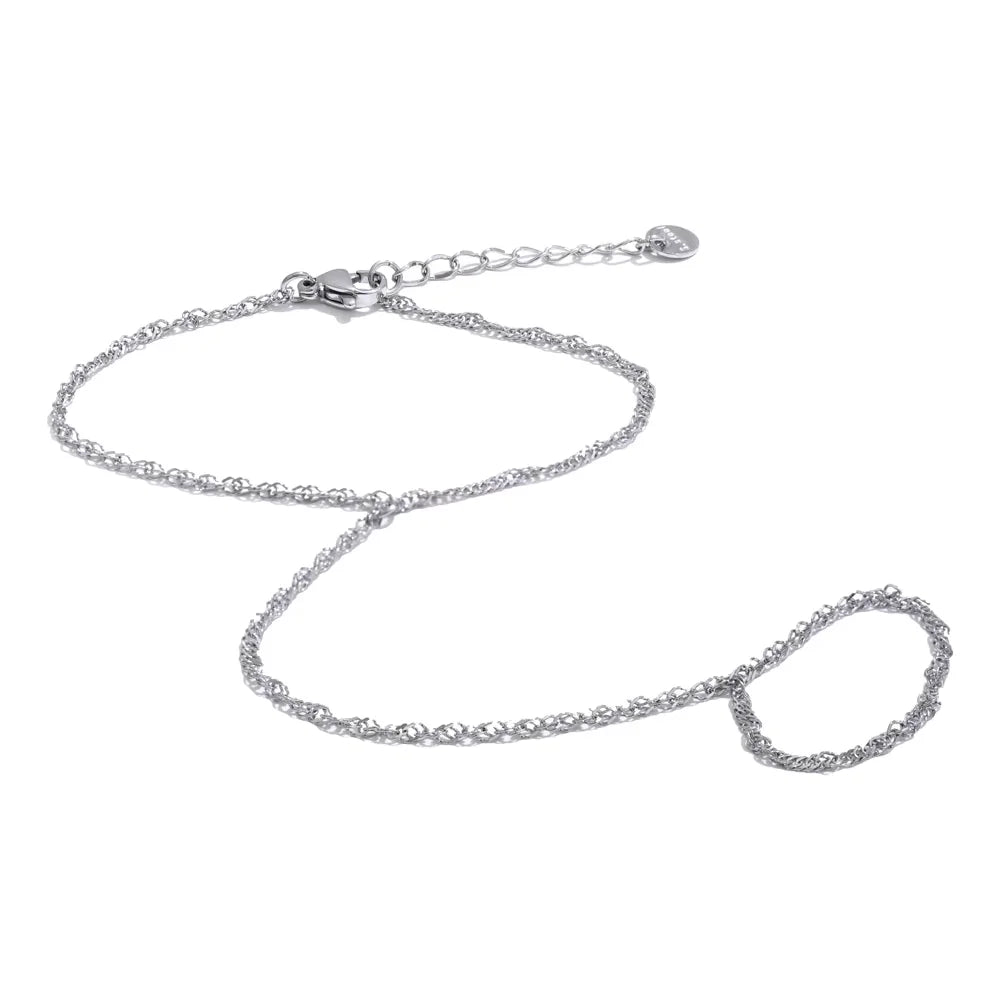 Trendy Stainless Steel Zircon Beads Back of Hand Chain Finger Bracelet Fashion Chic Sexy Jewelry Waterproof Wholesale Gift