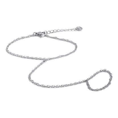 Trendy Stainless Steel Zircon Beads Back of Hand Chain Finger Bracelet Fashion Chic Sexy Jewelry Waterproof Wholesale Gift