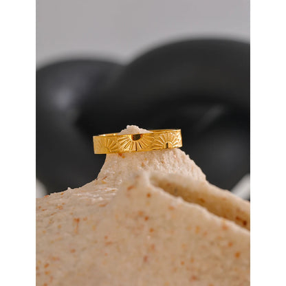 Minimalist Stainless Steel Sun Round Finger Ring Individualistic Chic Water Resistant Jewelry Accessories