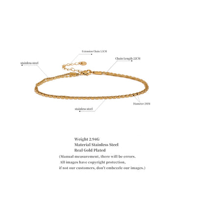 Classic Double Layer Exquisite Chain Stainless Steel Stylish Anklet Women Trendy Summer Charm Gold Silver Color Jewelry