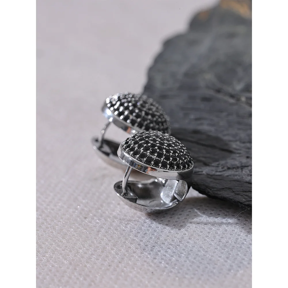 Luxury Bling Multi Color Cubic Zirconia Stainless Steel Round Hollow Hoop Earrings for Women Waterproof Fashion Jewelry