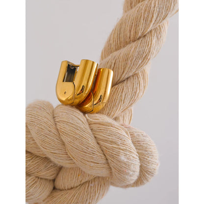 316L Stainless Steel Glossy Metal U-Shape Hollow Hoop Earrings 18K PVD Plated Texture Attractive Jewelry Waterproof