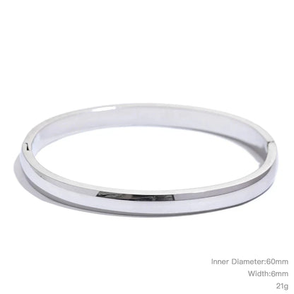 60mm Waterproof 316L Stainless Steel Round Smooth Bracelet Bangle Women Minimalist 18k Gold Color Texture Charm Jewelry