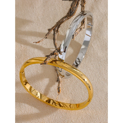 5*60mm High Quality Stainless Steel Round Smooth Bracelet Bangle Minimalist Metal Texture Rust Proof Daily Jewelry Women
