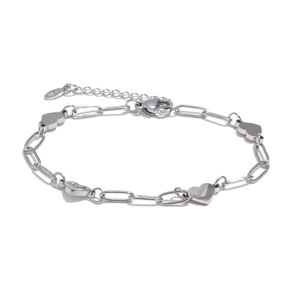 Fashion Stainless Steel Heart Handmade Chain Bracelet Bangle Waterproof Daily Charm Wrist Jewelry Bijoux Femme
