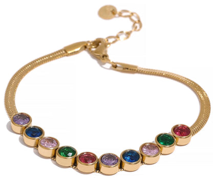 Stainless Steel Colorful White Cubic Zirconia Bracelet Bangle  Colorful Luxury Exquisite Jewelry бижутерия для женщин