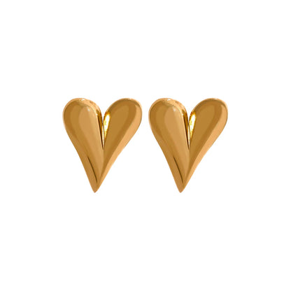 Stainless Steel Chic Heart Huggie Hoop Earrings Charm Gold Color Tarnish Free Trendy Fashion Jewelry for Women Bijoux