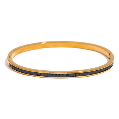 Two Shape Round Square Colorful Cubic Zirconia Stainless Steel Bracelet Bangle Luxury Fashion Women Jewelry Bijoux