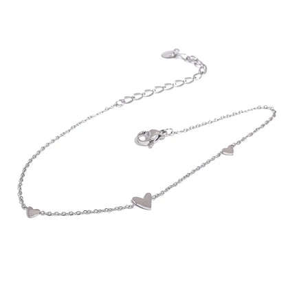 Rust Proof Stainless Steel Heart Chain Anklet Gold Silver Color 18K PVD Plated Summer Fashion Jewelry for Women