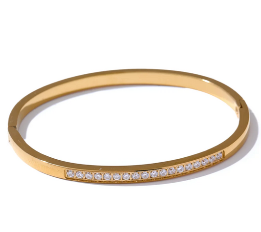 60mm Chic Shiny Cubic Zirconia Daily Bracelet Bangle 316L Stainless Steel Fashion Trendy Waterproof Jewelry Accessories