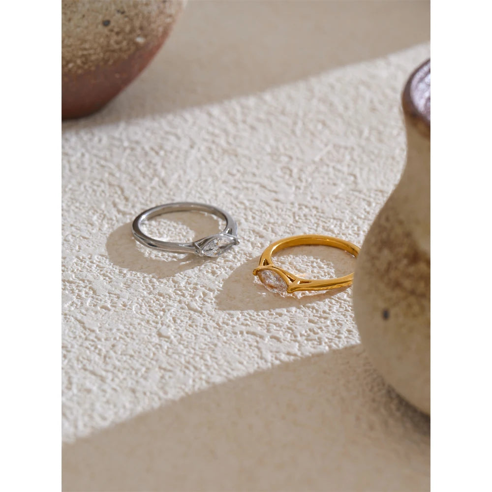 6789# Wholesale Stainless Steel Shiny Cubic Zirconia Casting Ring for Women 18K PVD Plated Hypoallergenic Jewelry Gift