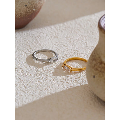 6789# Wholesale Stainless Steel Shiny Cubic Zirconia Casting Ring for Women 18K PVD Plated Hypoallergenic Jewelry Gift