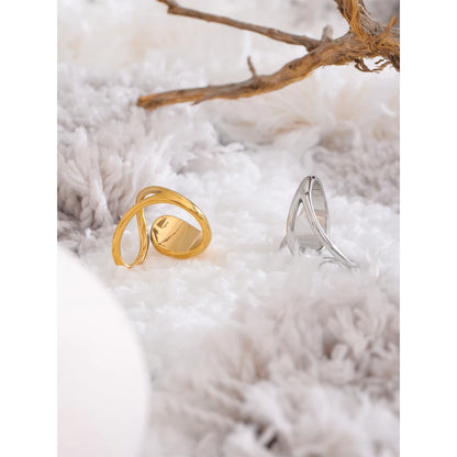 Creative 316L Stainless Steel Geometric Fashion Open Adjustable Ring 18K PVD Plated New Daily Chic High Quality Jewelry