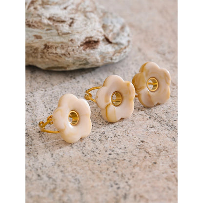Pink Green Yellow Grey Thick Resin Flower Adjustable Ring 18K Golden Plated Stainless Steel Y2K Arrivals Popular Jewelry
