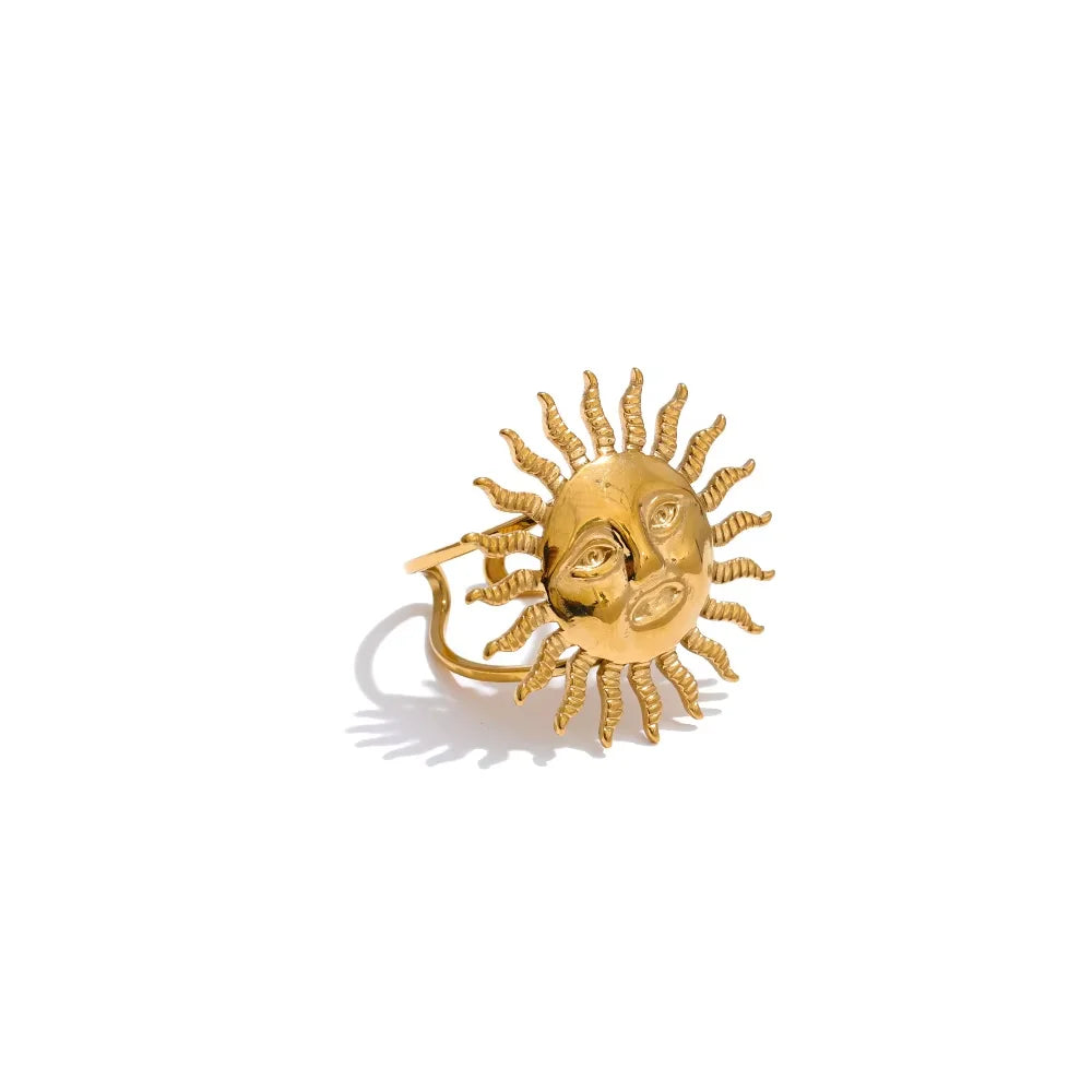 Hot Style 18K Gold Color PVD Sun Face Pendant Necklace Waterproof Stainless Steel Arrivals Popular Jewelry Wholesale