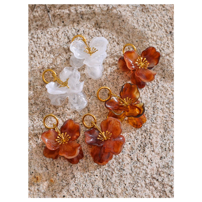 Arrivals White Resin Flower Dangle Earrings for Women Stainless Steel Summer Popular Jewelry Recommend 2025