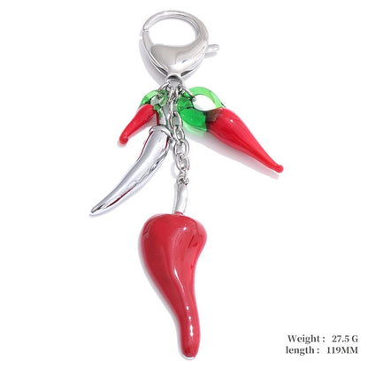Hot Style Red Enamel Fruit Flower Strawberry Keychain Pendant Car Key Chains Jewelry Gift Decoration Accessories