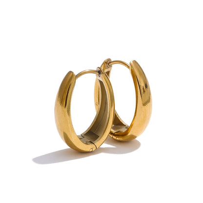 316L Stainless Steel Geometric U-Shape Hoop Earrings 18K Gold PVD Plated Popular Daily Classy Waterproof Jewelry Accessory