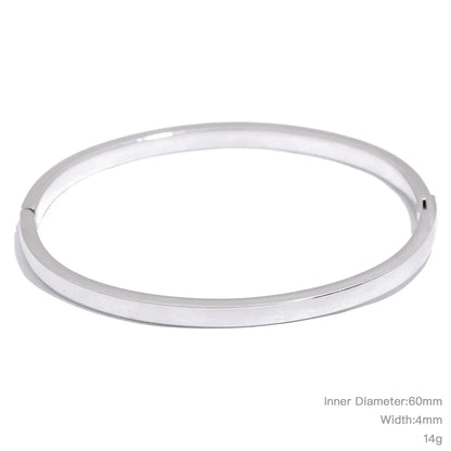 60mm Waterproof 316L Stainless Steel Round Smooth Bracelet Bangle Women Minimalist 18k Gold Color Texture Charm Jewelry