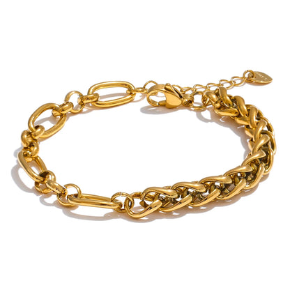 Fashion Stainless Steel Metal Chain Statement Bracelet Bangle 18K Gold Waterproof Plated Jewelry Bijoux Femme