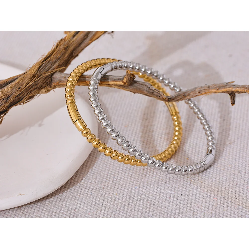 57mm Stainless Steel Statement Bracelet Bangle Charm Metal Handmade Polished Wrist Jewelry Waterproof Accessories