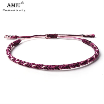 AMIU Gradient Colors Tibetan Handmade Buddhist Lucky Bracelets & Bangles As Gift Rope Knots Amulet Tibet Braided Bracelet