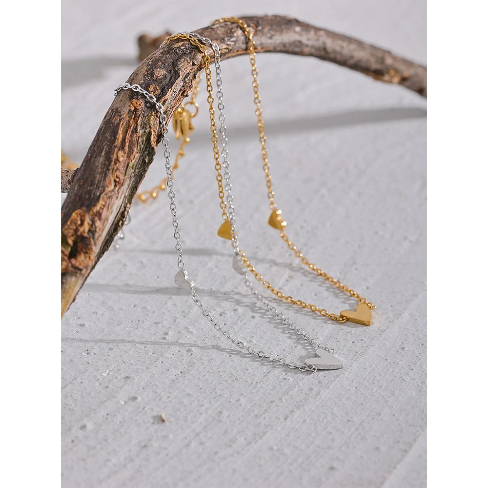 Rust Proof Stainless Steel Heart Chain Anklet Gold Silver Color 18K PVD Plated Summer Fashion Jewelry for Women