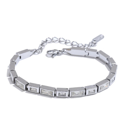 Waterproof High Quality Shiny Cubic Zirconia Chain Premium Bracelet Bangle Stainless Steel New Jewelry