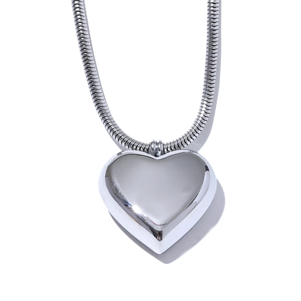 Thicker Stainless Steel Heart Hollow Love Smooth Pendant Necklace Gold Platinum Color High Quality Neck Jewelry Women Gift