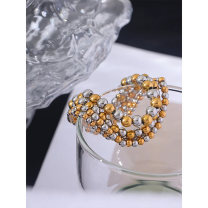 3/4/5/6 MM Stainless Steel Beads Daily Handmade Elastic Bracelet Bangle Waterproof Wrist Wholesale Gold Color Jewelry Men