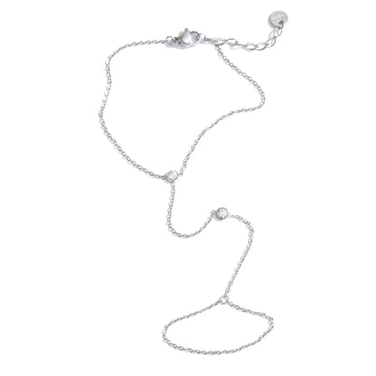 Trendy Stainless Steel Zircon Beads Back of Hand Chain Finger Bracelet Fashion Chic Sexy Jewelry Waterproof Wholesale Gift
