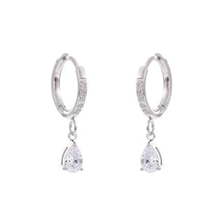 Delicate Cubic Zirconia Heart Water Drop Flower Drop Hoop Earrings Stainless Steel Premium Daily Jewelry 2025