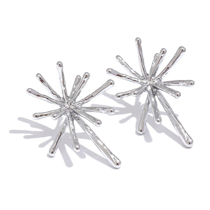 316L Stainless Steel Cast Textured Firework Stud Earrings Waterproof 18K PVD Plated Charm Chic Jewelry Women Jewelry