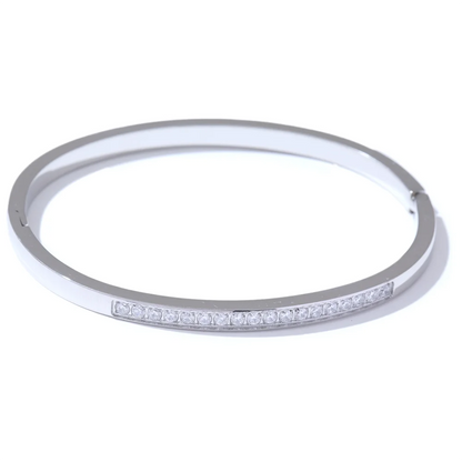 60mm Chic Shiny Cubic Zirconia Daily Bracelet Bangle 316L Stainless Steel Fashion Trendy Waterproof Jewelry Accessories