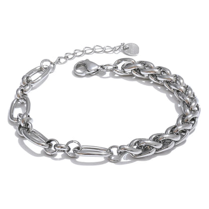 Fashion Stainless Steel Metal Chain Statement Bracelet Bangle 18K Gold Waterproof Plated Jewelry Bijoux Femme