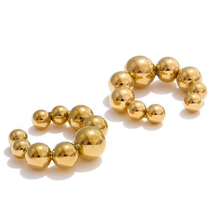 316L Stainless Steel Round Beads Ear Bone Earrings 16K PVD Plated Fashion Personalized Ear Clip Accessories 2025