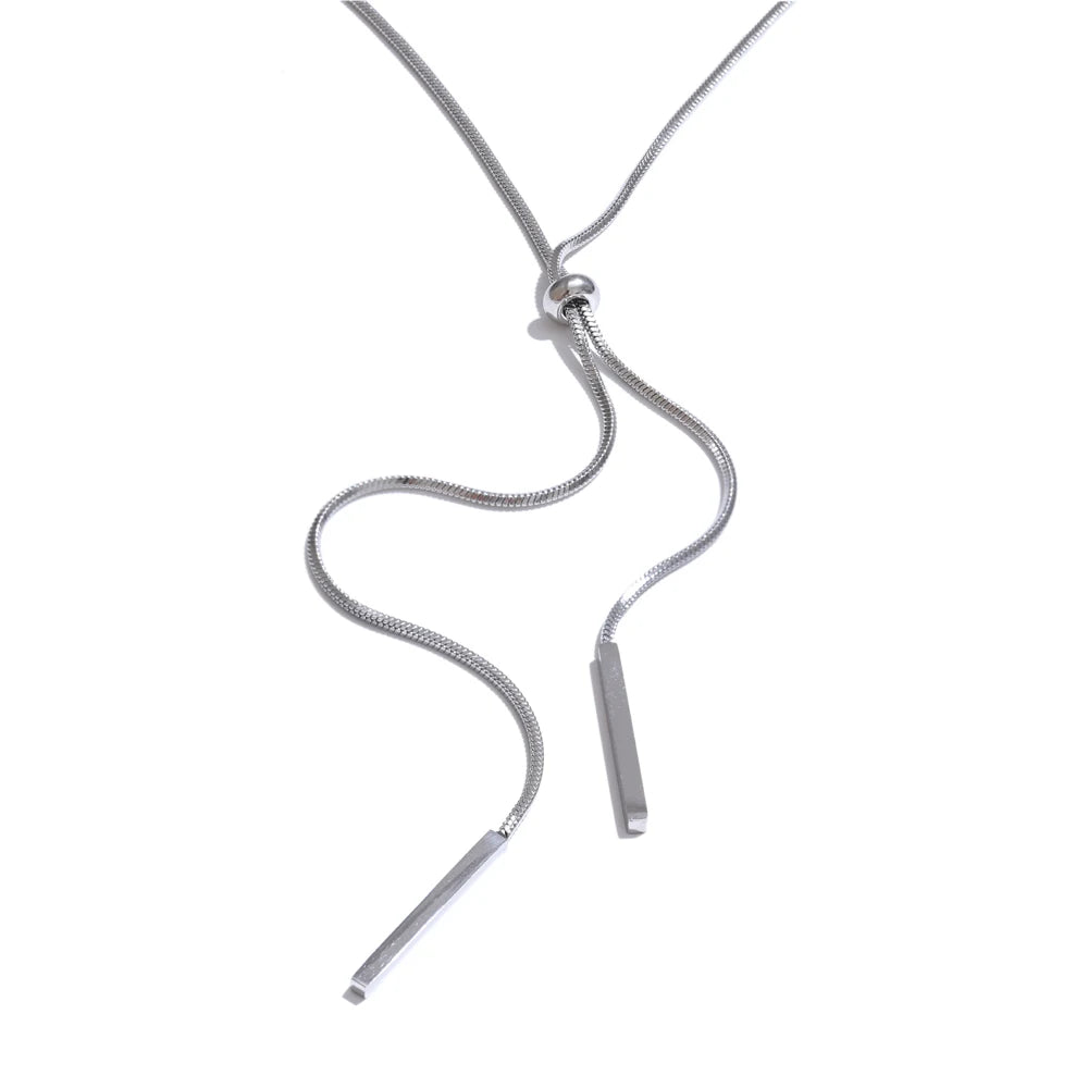 80+5cm Stainless Steel Adjustable Exquisite Sweater Chain Smooth Necklace for Women Minimalist Collar Fashion PVD Jewelry