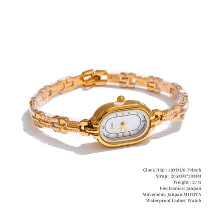 Fashion Stainless Steel Lades' Watch with Japan Movement Waterproof Polished Shiny 18K Gold PVD Plated Jewelry Accessories