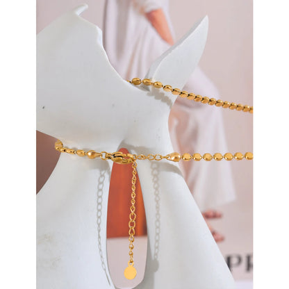 Exquisite Stainless Steel Bright Square Chain Collar Necklace New Style 18K Real Gold Plated Daily Fashion Jewelry