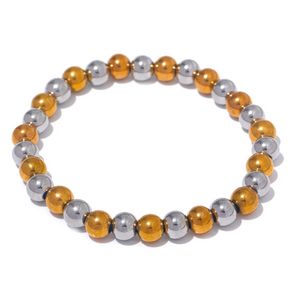 3/4/5/6 MM Stainless Steel Beads Daily Handmade Elastic Bracelet Bangle Waterproof Wrist Wholesale Gold Color Jewelry Men