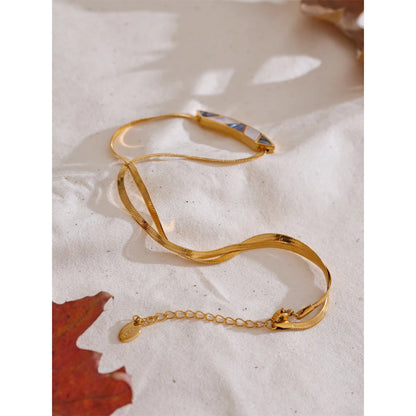 Shell Pendant Necklace Snake Chain Stainless Steel Golden Collar Jewelry Water Resistant PVD Accessories