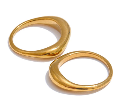 Two Styles Same Series Minimalist Unique Stainless Steel Chic Textured Golden Ring 18K PVD Plated Japan Exquisite Jewelry
