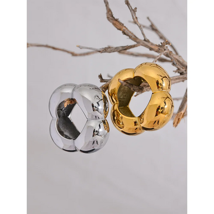 316l Stainless Steel Flower Hollow Big Fashion Statement Ring Waterproof Texture Jewelry Attractive Women Bijoux Gift