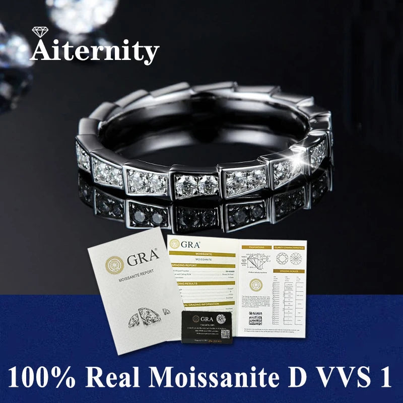 100% Pass Diamond tester Pen Moissanite Ring Matching Wedding Diamond Band for Women 925 Sterling Silver Female Single Tail Ring