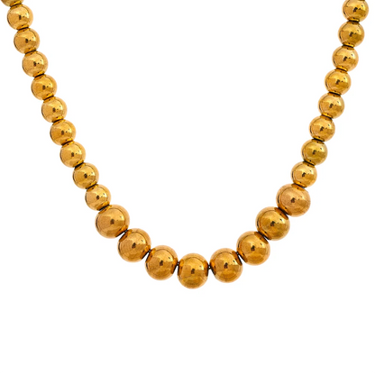 Stainless Steel Beads Handmade Fashion Chain Necklace Bracelet 18K PVD Plated Rust Proof Textured Unisex Jewelry Men Women