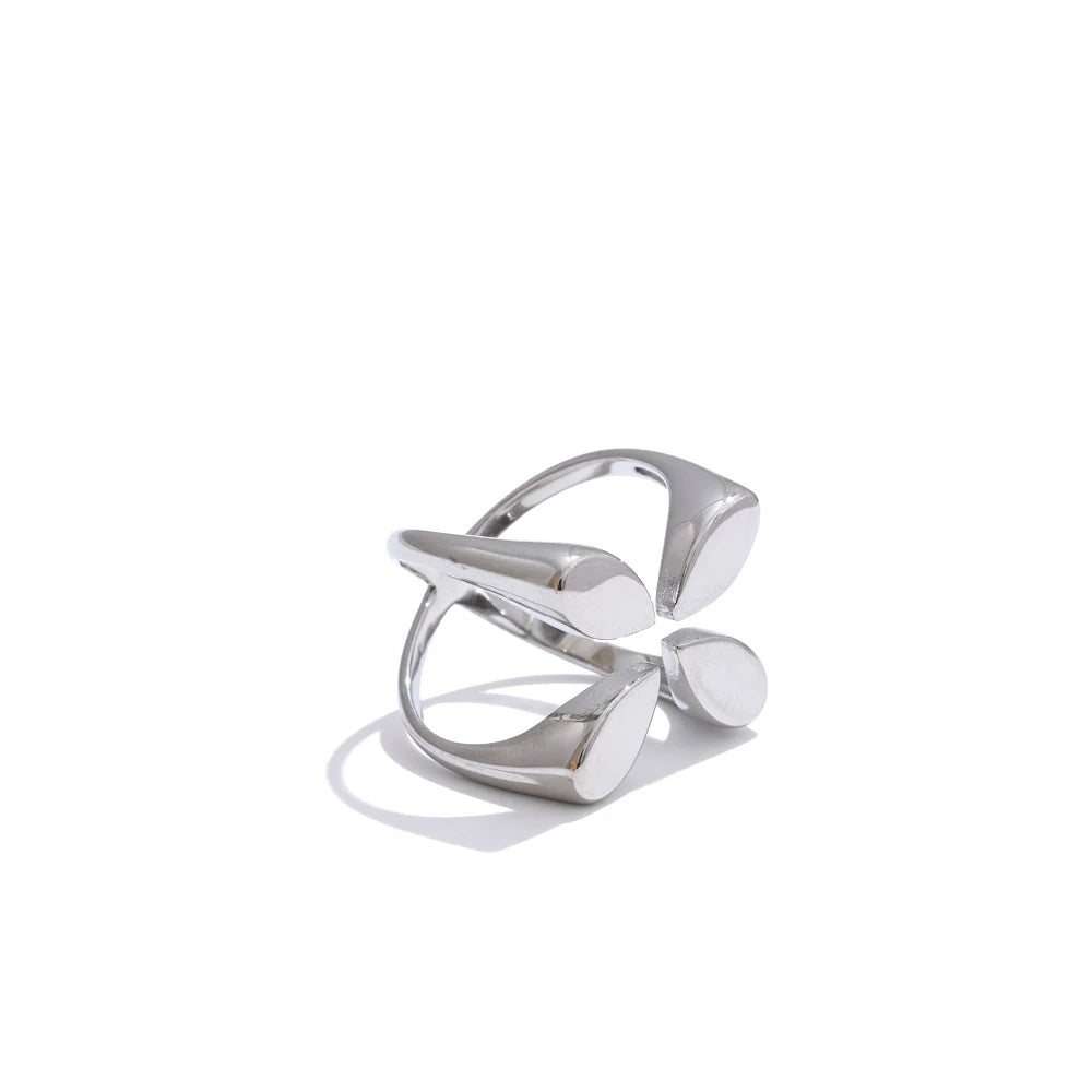 Stylish Unique Design Stainless Steel Wide Open Ring Water Resistant Metal Distinctive Finger Jewelry Accessories
