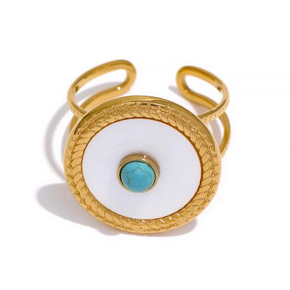 Stainless Steel Fashion Summer Open Adjustbale Ring for Women Cheap Trendy Charm Stone Ring Jewelry Accessories
